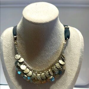 Elegant Silver and Blue Coin Necklace